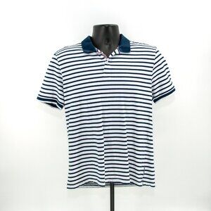 Ben Sherman Polo / Blue & White Striped / Men's MEDIUM